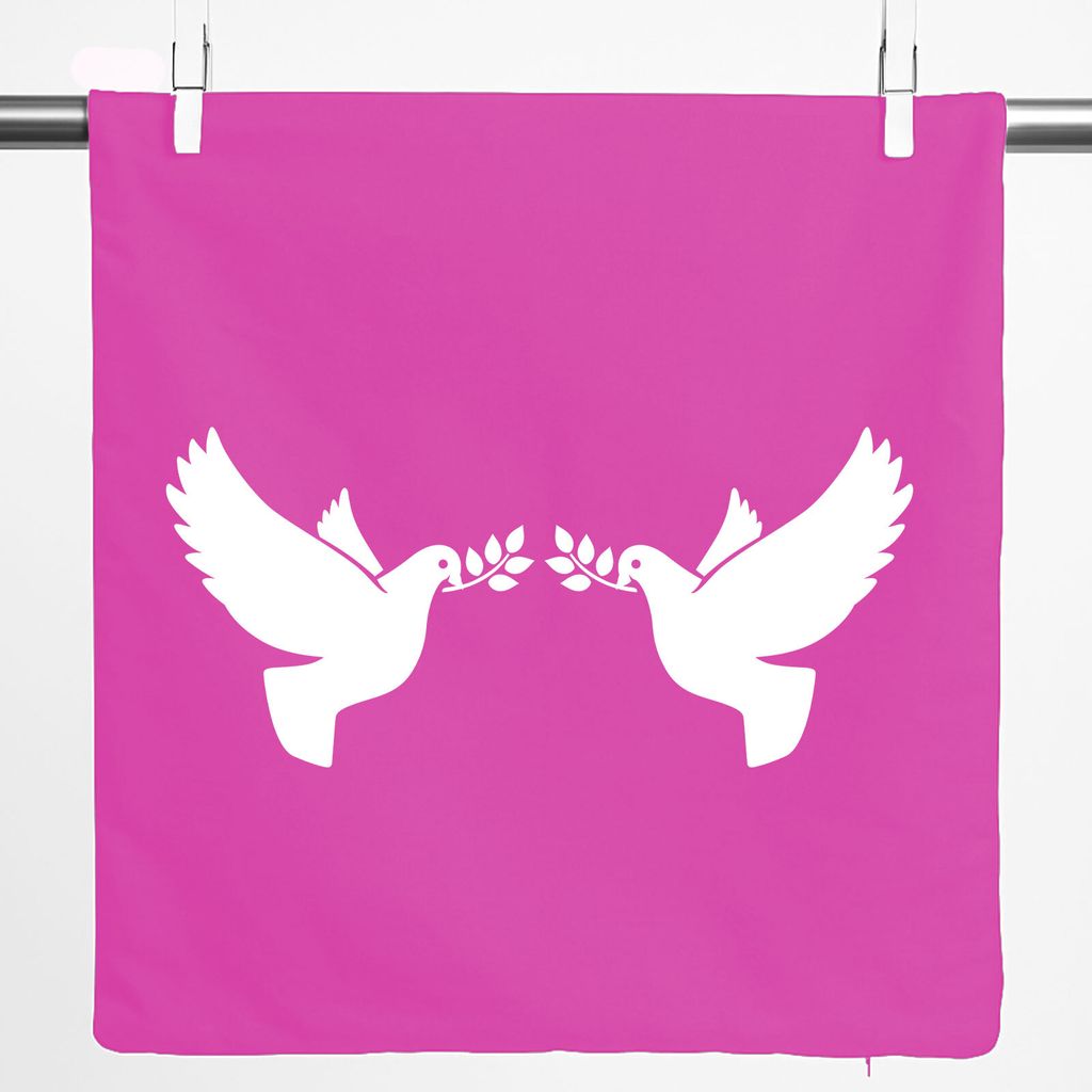 Huuraa Kissenbezug Friedenstauben 40x40cm Fuchsia Baumwolle Dekokissenbezug Geschenkidee