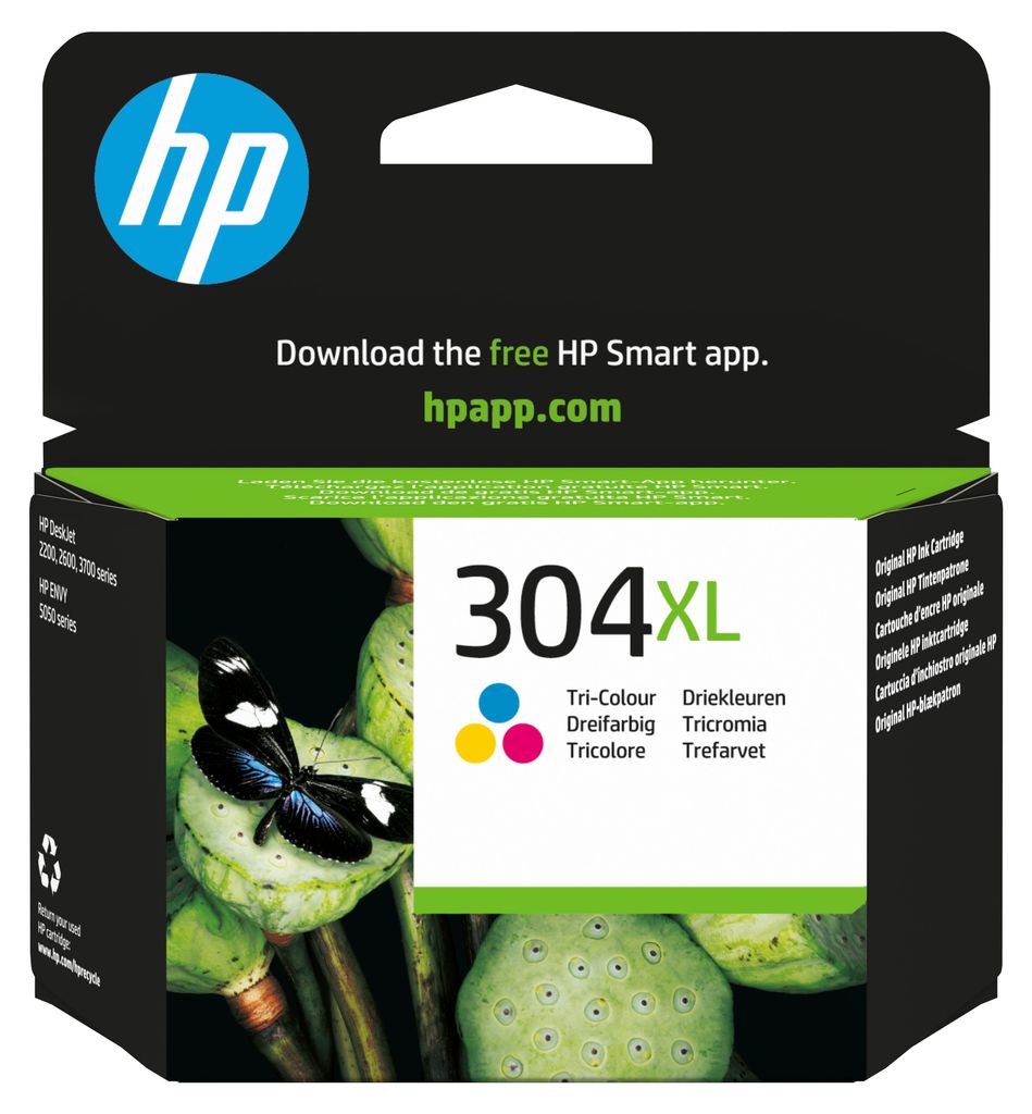 HP 304XL Cyan/Magenta/Gelb Original Tintenpatrone, Hoch, Produktbild 