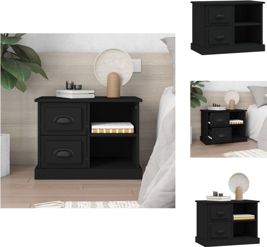 vidaXL Nachttisch Schwarz 60x35,5x45 cm - Nachttische