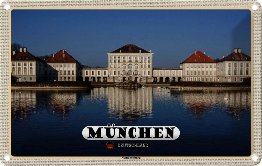 vianmo Blechschild 20x30 cm München Nymphenburgh Architektur Bildmotiv Reisemotiv Abenteuer Reisen Urlaub Häuser