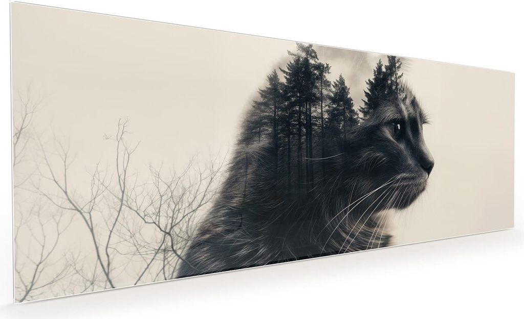 Küchenrückwand Spritzschutz Glas mit Motiv Waldkatze 40 x 40 cm