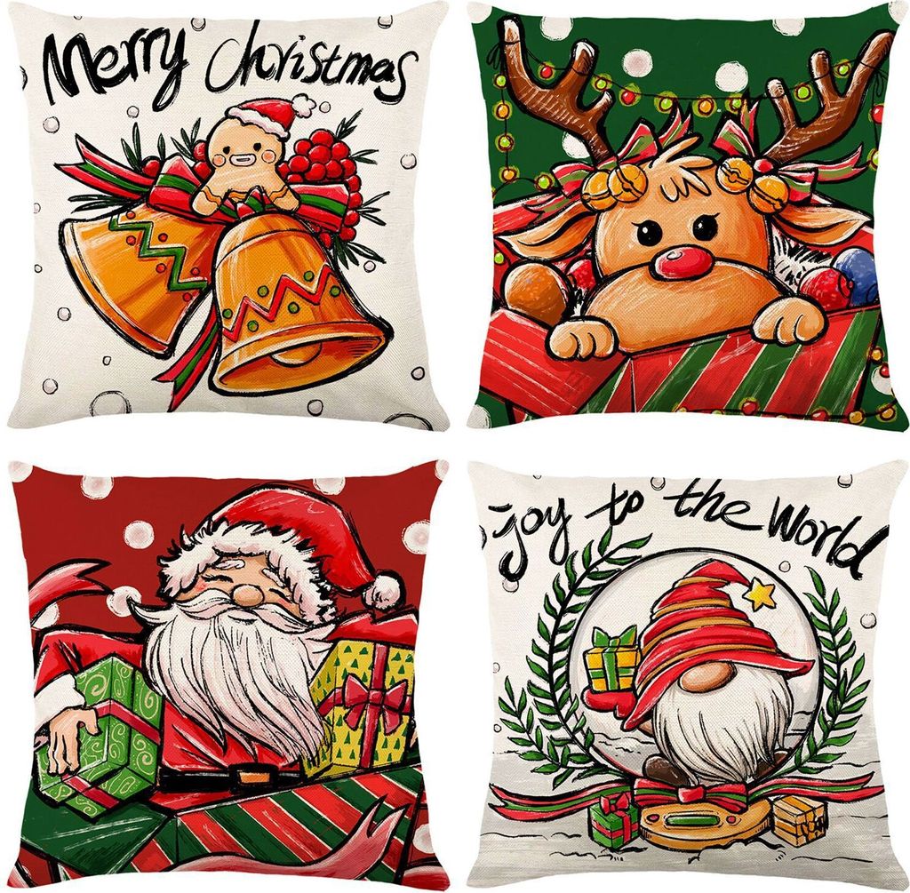 Kissenbezüge 45x45 cm Kissenhüllen 4er Set, Deko Kissenbezüge für Sofa Zimmer Zierkissenbezüge