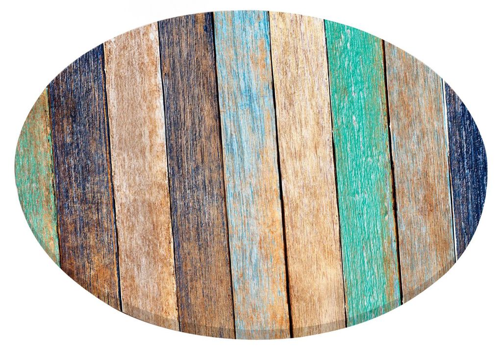 Runde Tischdecke mit Holzmaserung, passgenauer Tischüberzug mit elastischem Rand, rustikaler, wasserdichter Tischschutz für Zuhause, Landhausstil...