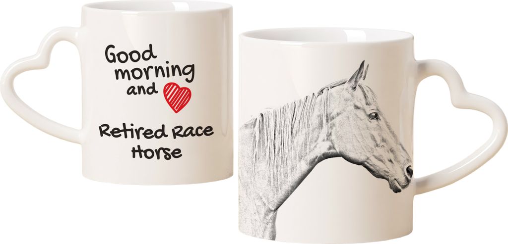 Rennpferd im Ruhestand - Tasse mit Hund, entzückende Tasse mit herzförmigem Henkel, universelles Geschenk der Marke Art-Dog