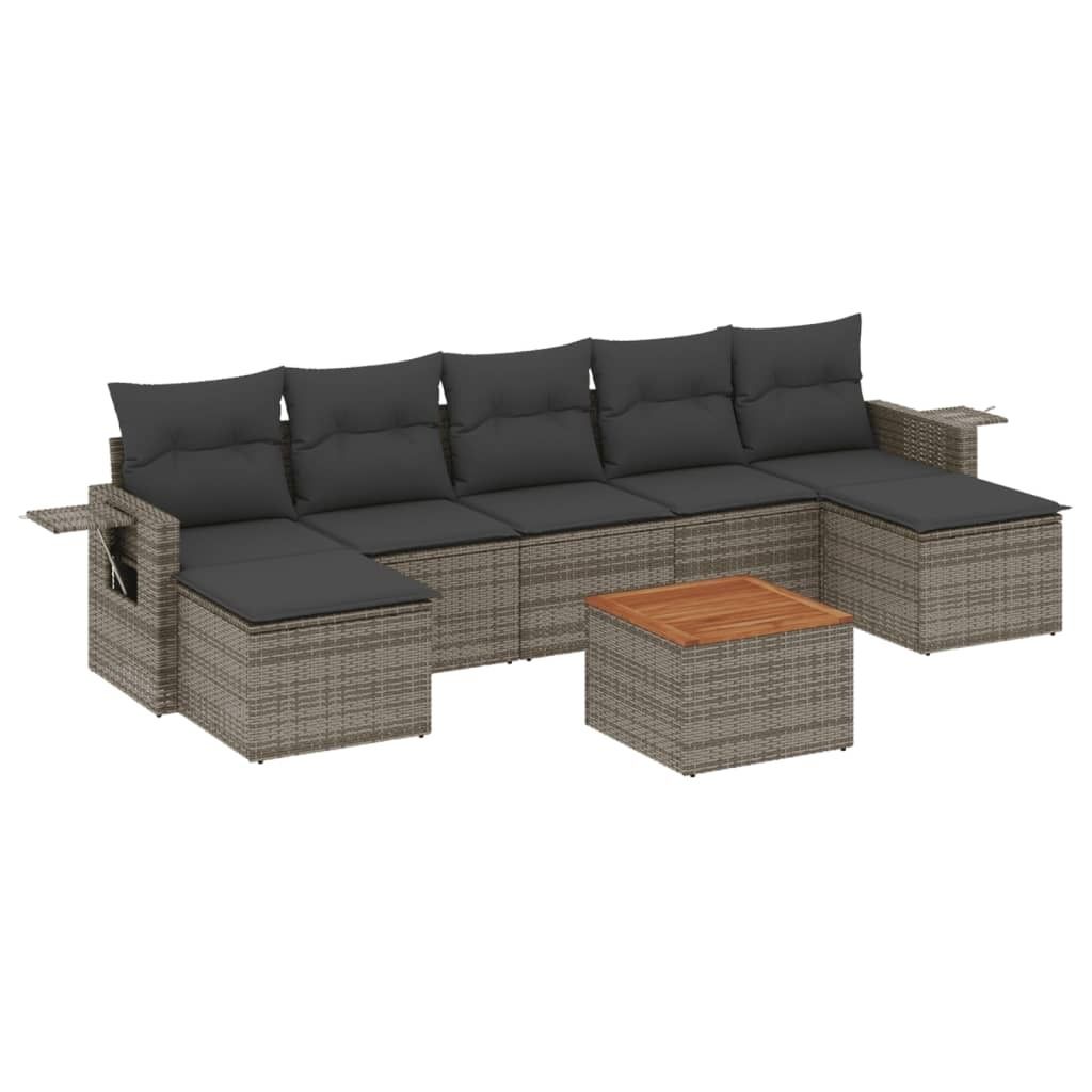 "2026 MODERNE" 8-tlg. Garten-Sofagarnitur - Balkonmöbel/Loungeset - elegantes Design - mit Kissen Grau Poly Rattan - Gartensofas NeuMöbel152570