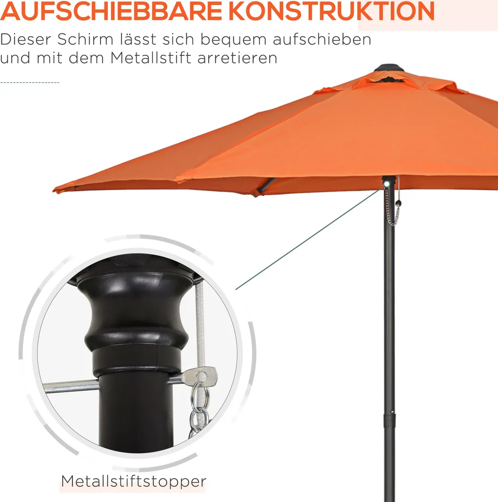 Ombrellone da Balcone Outsunny Ø196 cm: Pratico, Pieghevole e Economico - 5