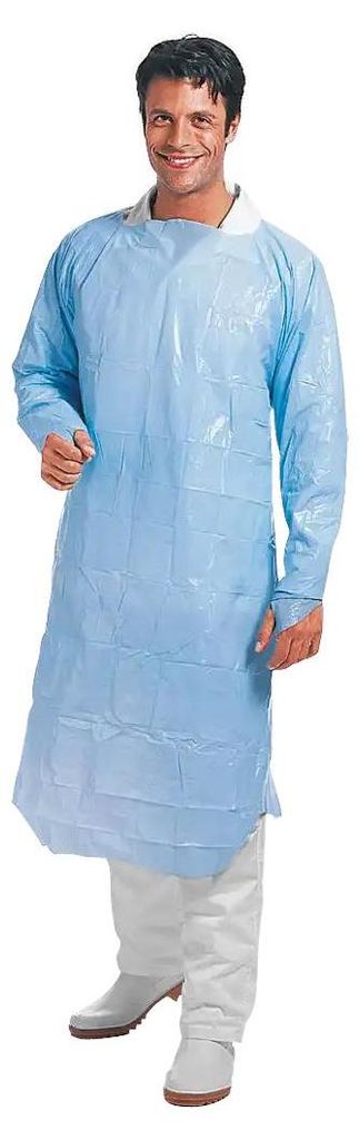 Sir Safety Einweg Schutzkittel aus Polyethylen langarm hellblau L XL 50 Stück, XL, HELLBLAU