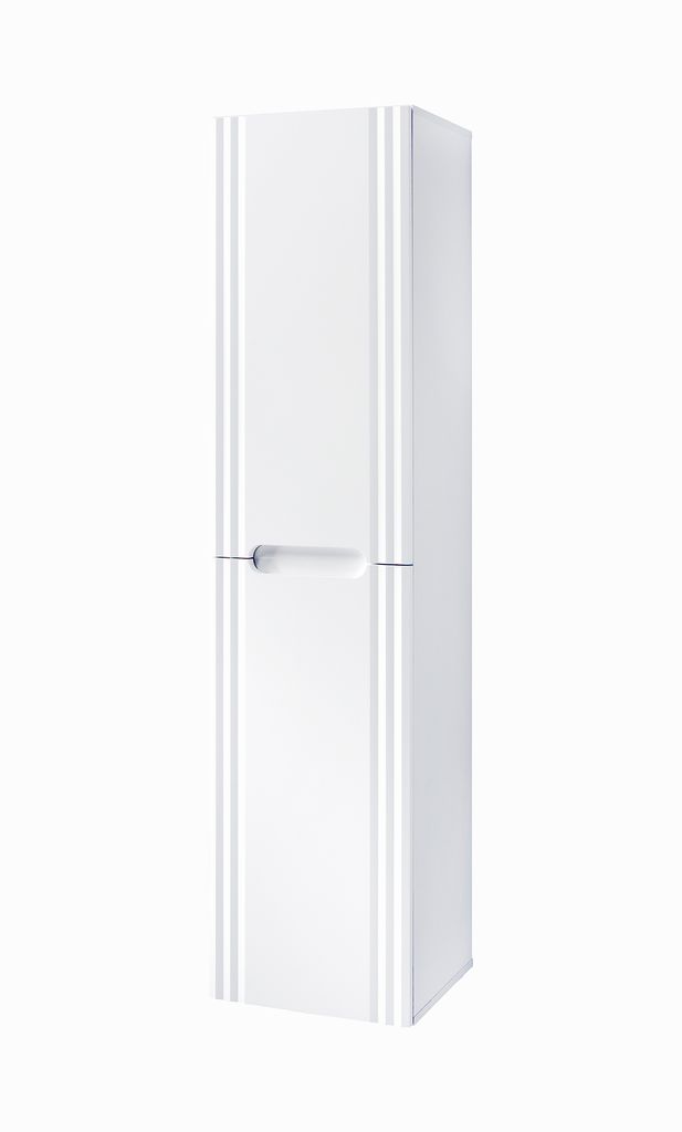 Hoher Badezimmerschrank, Weiß, 40 X 166 Cm, 2 Türen, Mdf, Vertikal