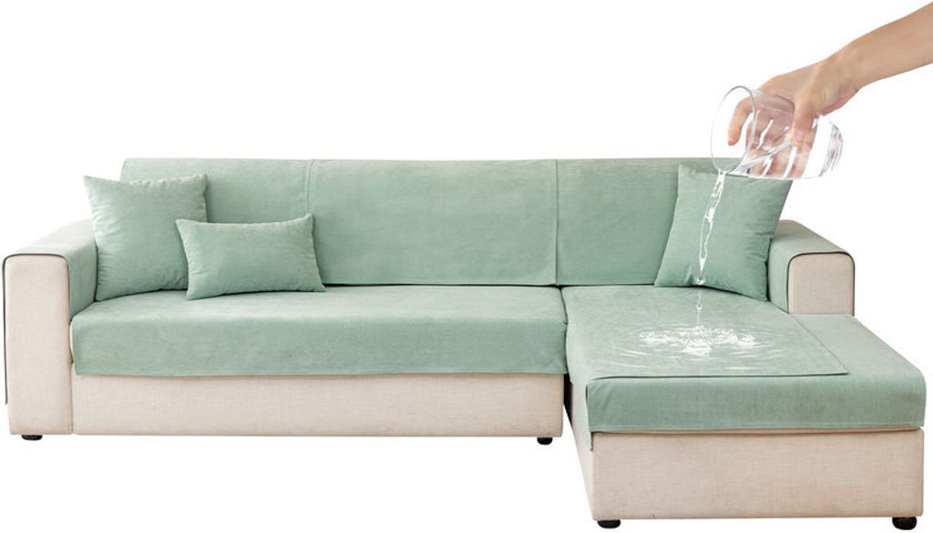 (90*180cm,Grün)Wasserdicht Sofakissenbezug Sofakissen aus Chenille Rutschfester Sofabezug Kratzfest Sofaschutz für Ecksofa Schlafzimmertepp...