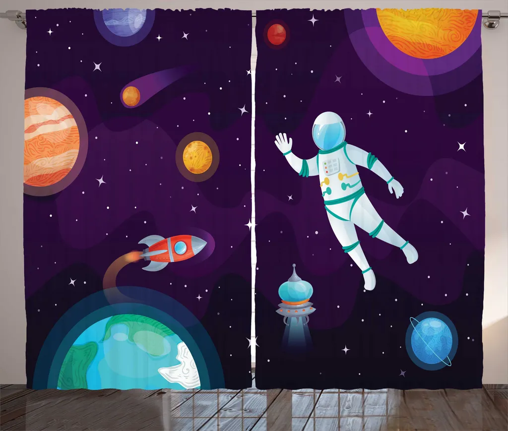 Rideau Astronaute Espace 280x225 cm : Déco Originale et Pose Facile