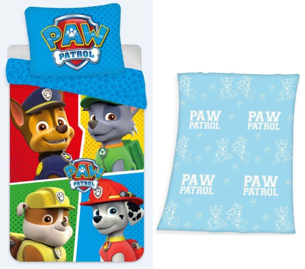 PAW Patrol - Bettwäsche-Set, 135x200 und Fleece-decke GLOW, 130x160