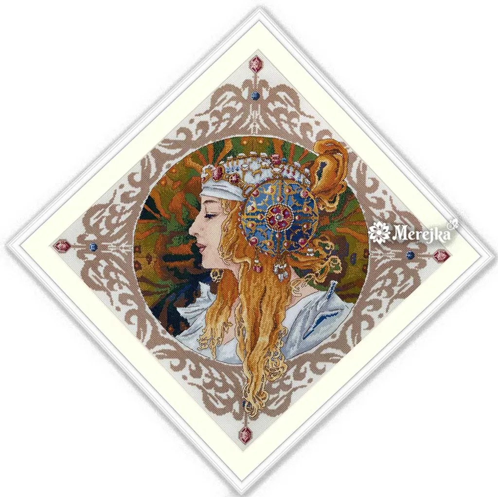 Merejka K-141 Blond by Mucha: Kit Premium Punto Croce Zweigart/DMC