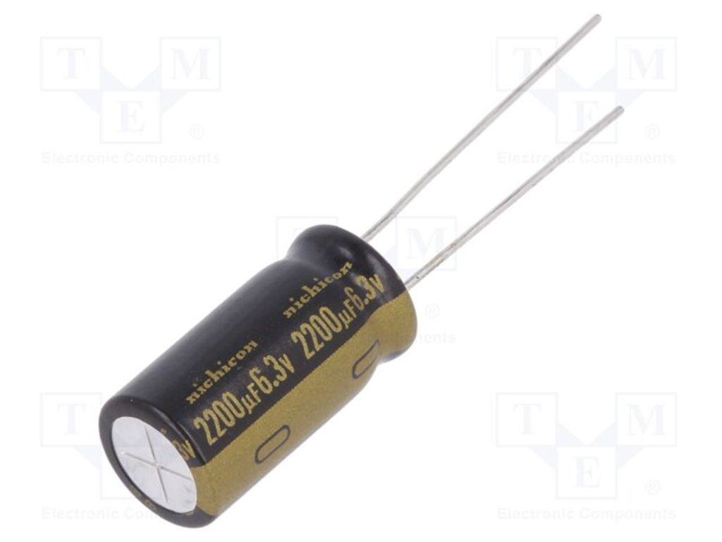 10x Kondensator: elektrolytisch 2200uF Ø10x20mm THT 6,3VDC ±20% UKW0J222MPD Elektr