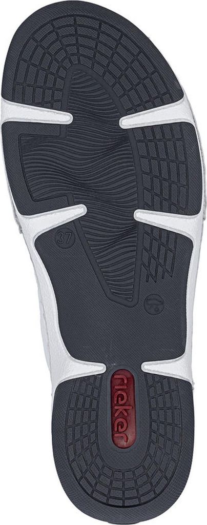 Rieker Damen Sneaker Leder Schnürschuh Ziernaht 55901, Größe:42 EU, Farbe:Weiß