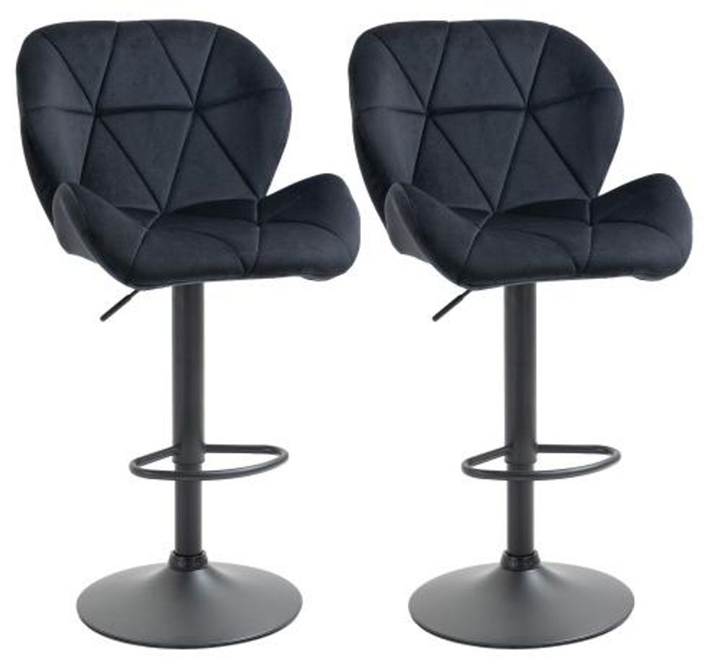 Barstuehle 2er Set Drehbar Hoehenverstellbar Mit Lehne Samt Touch Schwarz Armlos 51,5 x 57,5 x 93-114,5 cm