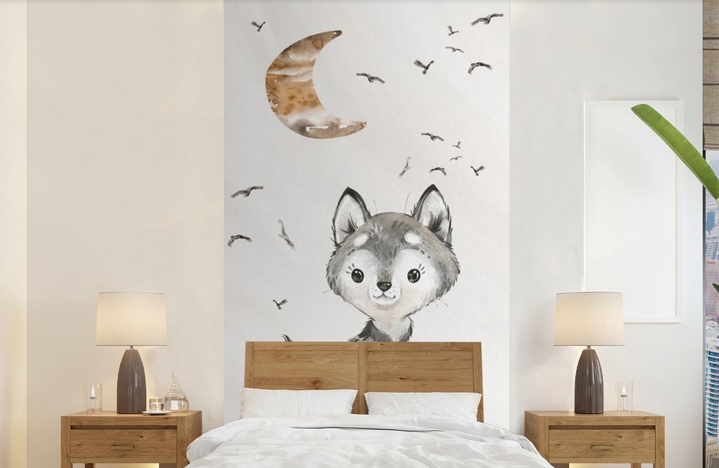 MuchoWow Fototapete für Wohnzimmer oder Schlafzimmer Wandtapete Vinyl Motivtapete Sprichwörter - Wolf - Sei du selbst - Kinder - Jungen - Mädc...