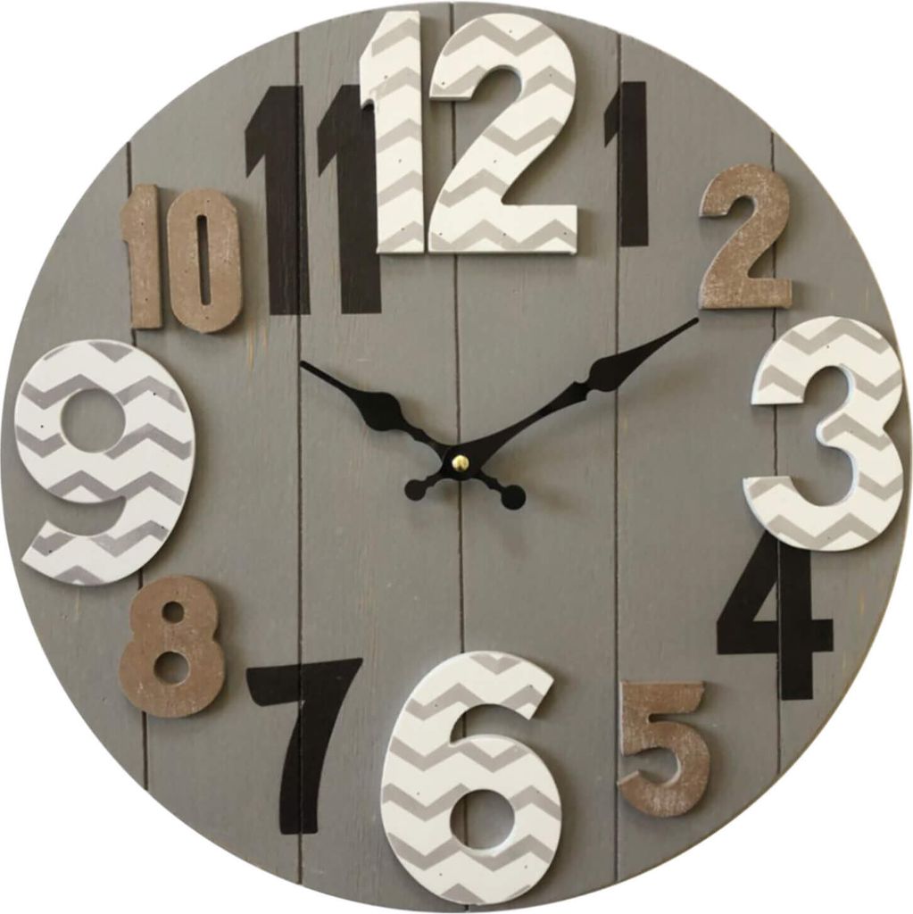 Rebecca Mobili Wanduhr im modernen Stil aus grauem und braunem Holz ø 40 cm