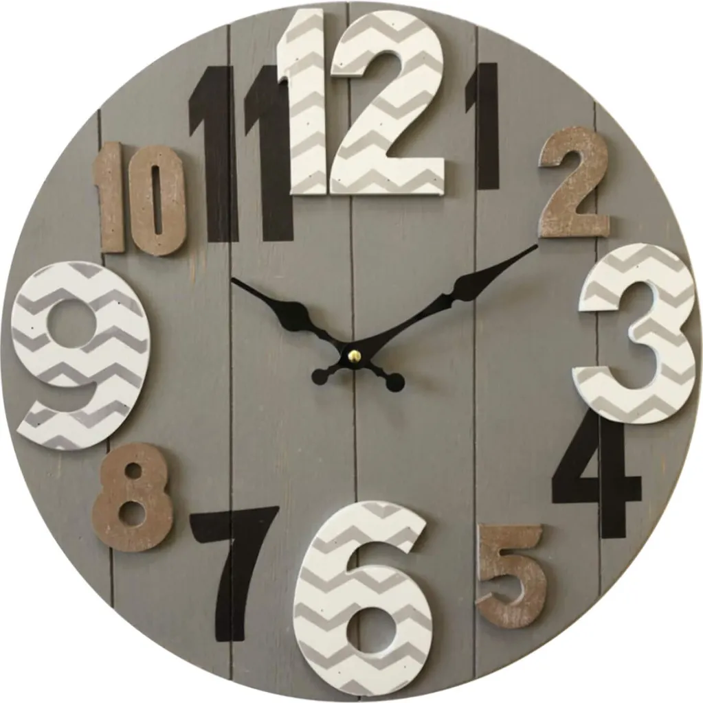 Horloge Murale Cuisine et Bureau Bois Gris 40 cm Déco Contemporaine