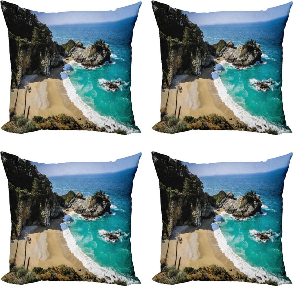 ABAKUHAUS Big Sur Kissenbezug Set (4 Stück), Pfeiffer State Park , Moderner Doppelseitiger Digitaldruck, 50 cm x 50 cm, Mehrfarbig