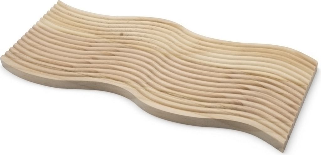 1.05 Holz Deko Tablett geschwungen mit Rillen - ca. 39 x 17 cm - Natur Kiefer massiv