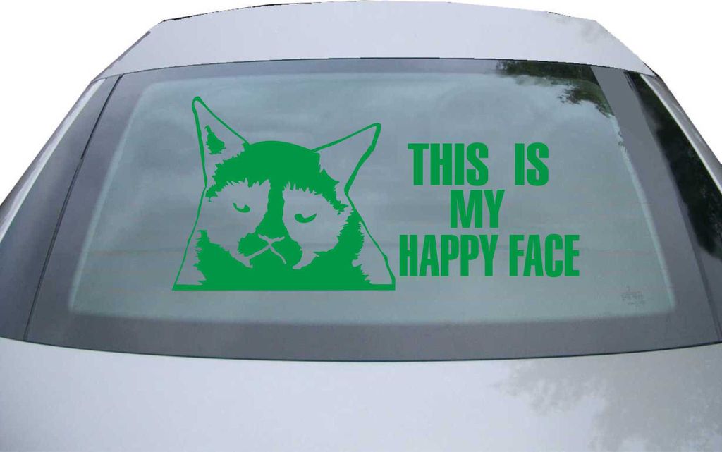 Indigos UG - Aufkleber Heckscheibe & Motorklappe DE6292 - grün - 600x285 mm - Grumpy Cat - Auto Scheiben Fenster Heckklappe Tuning Racing JDM - Di...