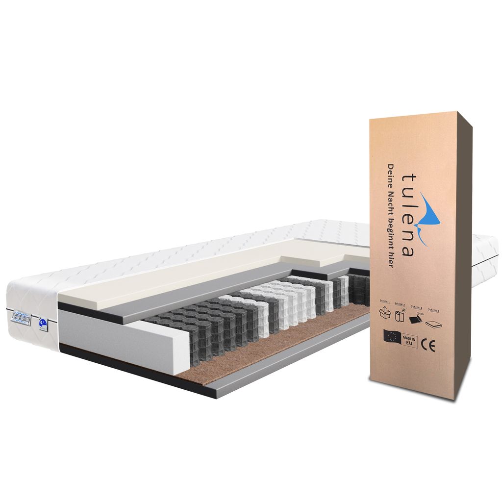 TULENA NOX Taschenfederkern Matratze 160 x 200 cm mit Memoryschaum Comfort, H3 / H4