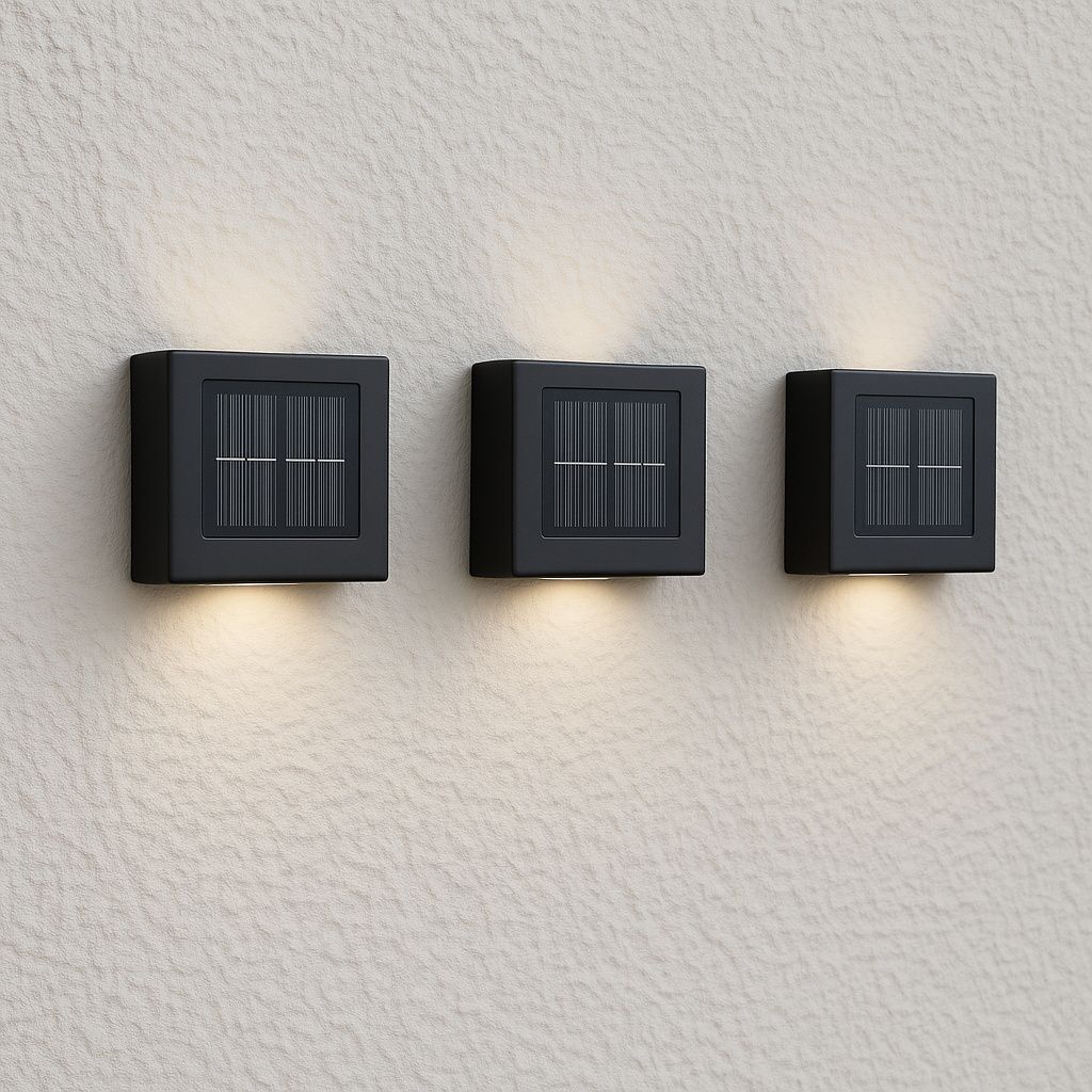 MasterLED Solar Fassadenleuchte LED – 5000K Neutralweiß – IP65 Schwarz – Dämmerungssensor Fernbedienung – Außenlicht Wand