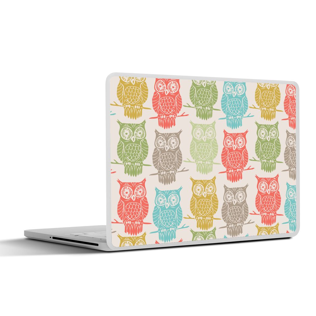 MuchoWow Laptop Aufkleber Sticker Cover Muster - Eule - Vögel 25x18 cm - Laptop-Deko