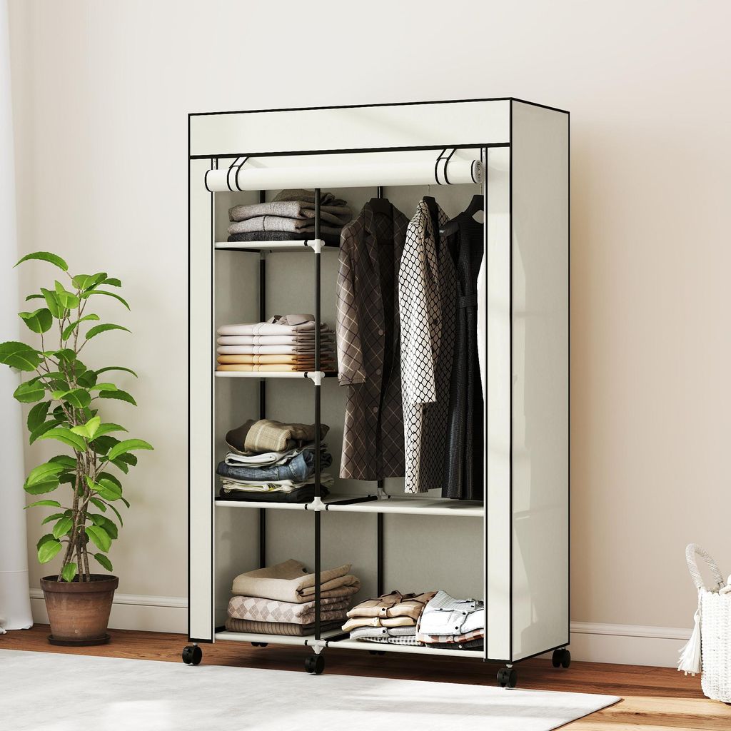 Stoffschrank mit 6 Regalebenen, Kleiderschrank Vliesstoff, Produktbild 