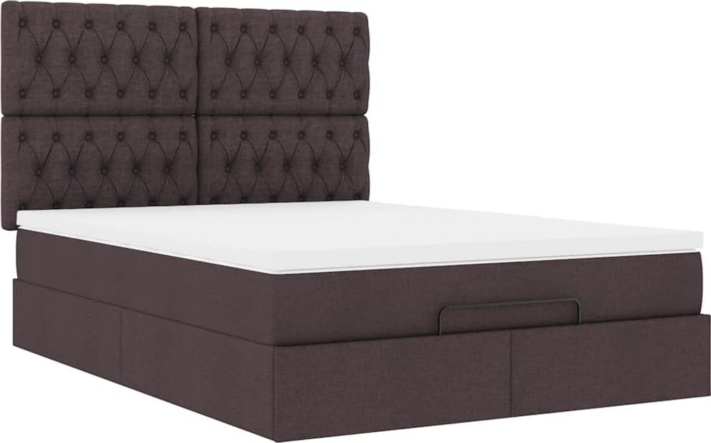 Ottoman-Bett mit Matratze Dunkelbraun 140x190 cm Stoff
