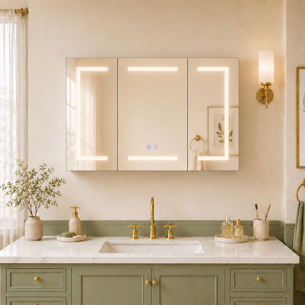 Specchio LED da 100 cm con 3 ante, funzione Immagine del prodotto 