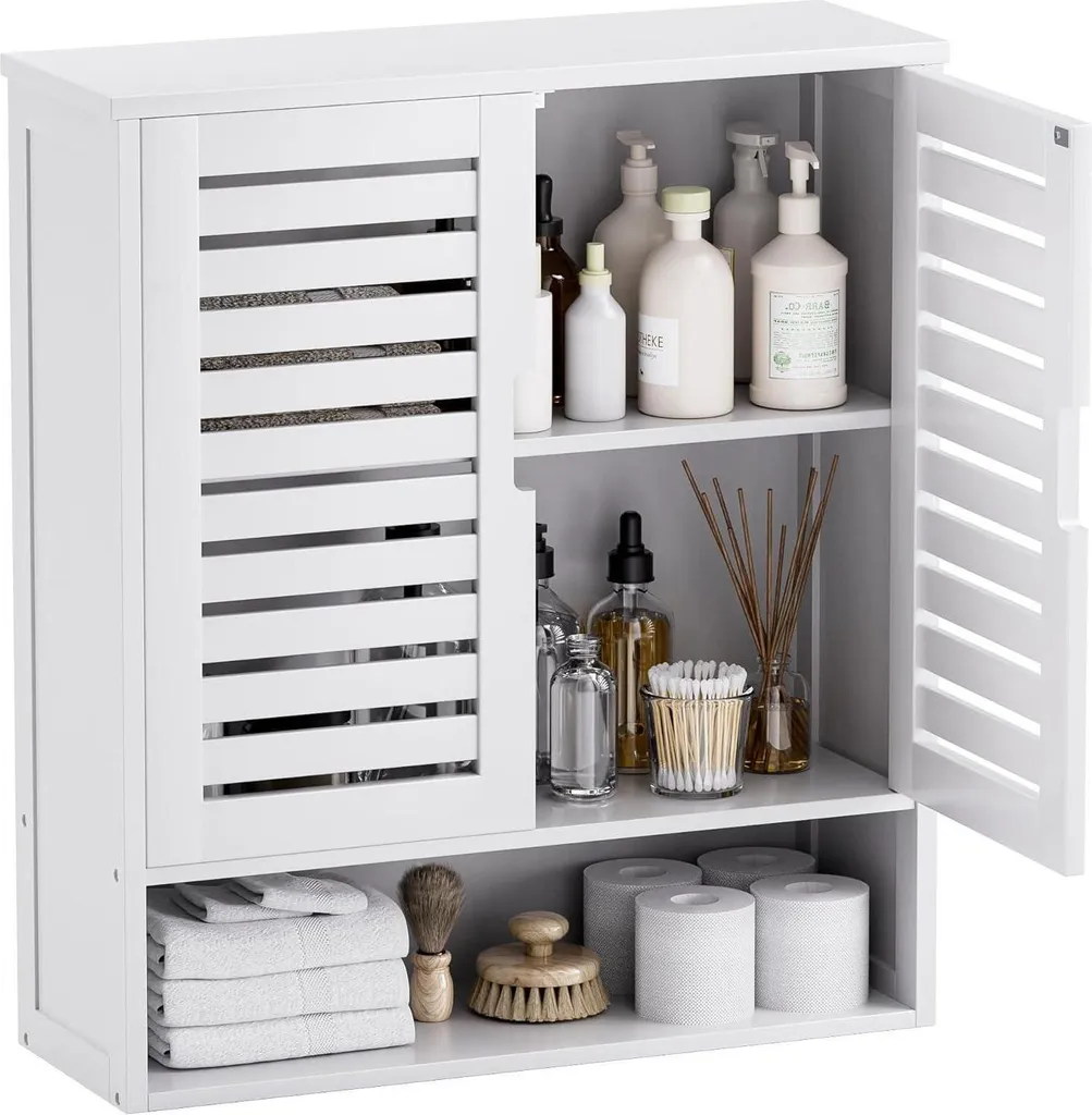 Armoire murale de bain SMIBUY 2 portes en bambou résistant à l'humidité