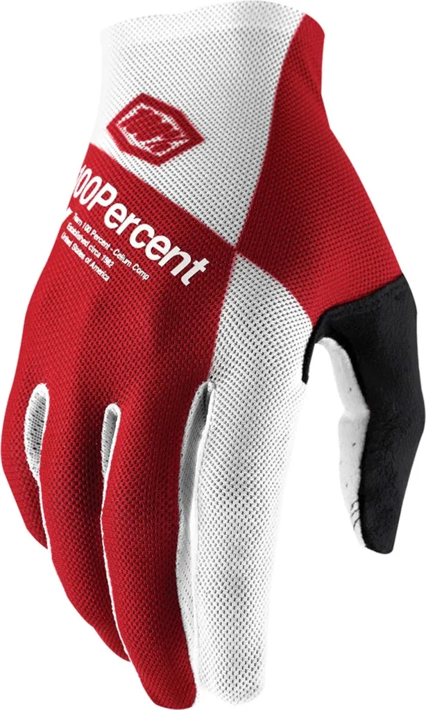 Gants VTT 100% Celium Rouge et Blanc Taille M : Performance et Légèreté