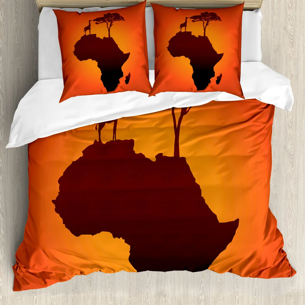 Copripiumino 200x200 ABAKUHAUS Safari - Microfibra Antiacaro Arancione