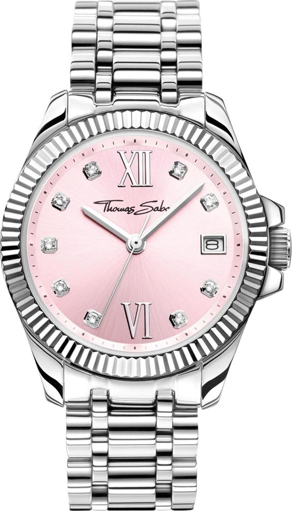 Damenuhr, Edelstahlband Pink Produktbild 