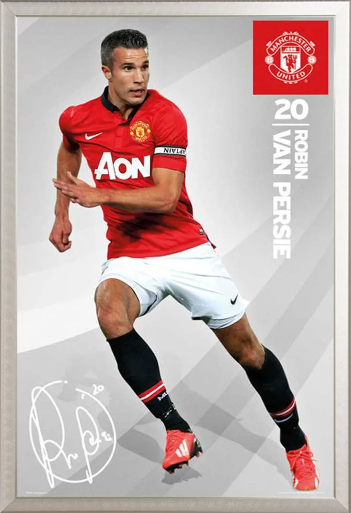 Cadre photo avec poster foot Manchester United Van Persie 61x91,5 cm Alu