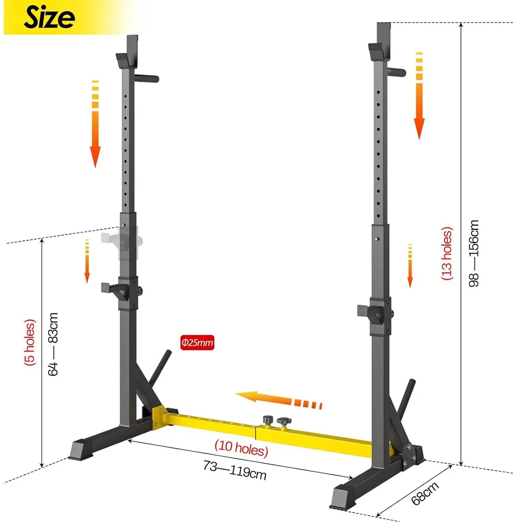 Rack de musculation multifonction support squat ajustable home gym noir - 2