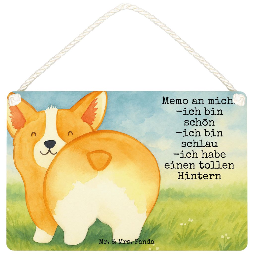 Mr. & Mrs. Panda holzbild Corgi Po Design DIN A5 - Weiß - Geschenk, Spruch, Türschild, Hund, Sprüche, Positiv, kleine aufmerksamkeit, wandtafel,...