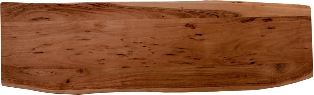 Holzplatte 140x40 cm Louisa, Tischplatte aus Akazienholz massiv + nussbaumfarben, Baumkanten-Platte für Heimwerker, geeignet für Arbeitsplatten, ...