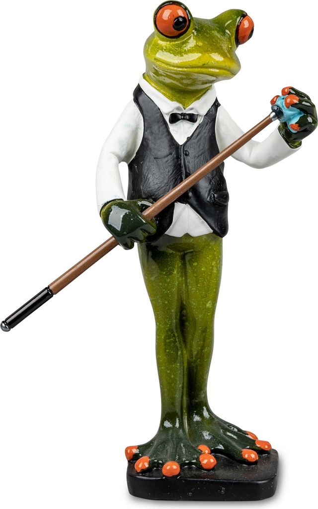 Frosch Billard Spieler Lurch Deko Tier Figur Skulptur König Produktbild 