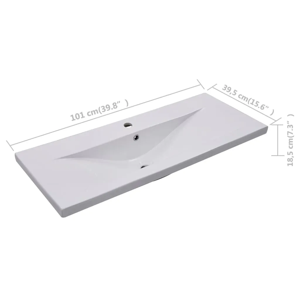 Vasque à encastrer rectangulaire en céramique blanche 101 cm vidaXL