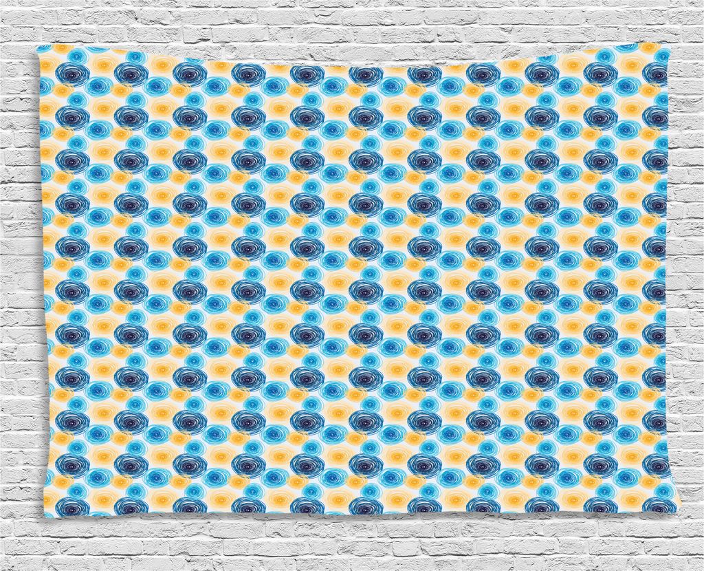 ABAKUHAUS Sternenklare Nacht Wandteppich, Skizzekreise, Wohnzimmer Schlafzimmer Heim Seidiges Satin Wandteppich, 150 x 100 cm, Hellblau Dunkelblau ...