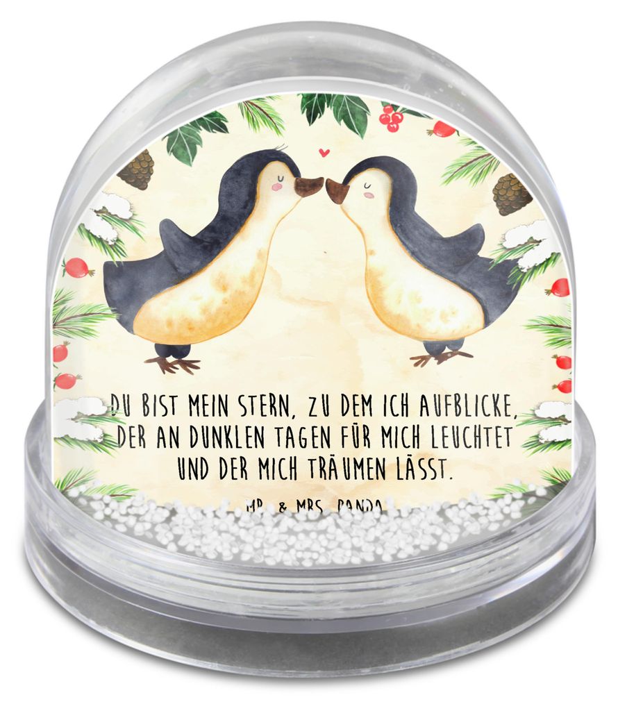 Mr. & Mrs. Panda Weihnachts Schneekugel Pinguin Liebe - Naturpapier - Geschenk, Freundin, Winter-Schneekugel, Geschenkidee, dekoartikel, Vertraut, ...