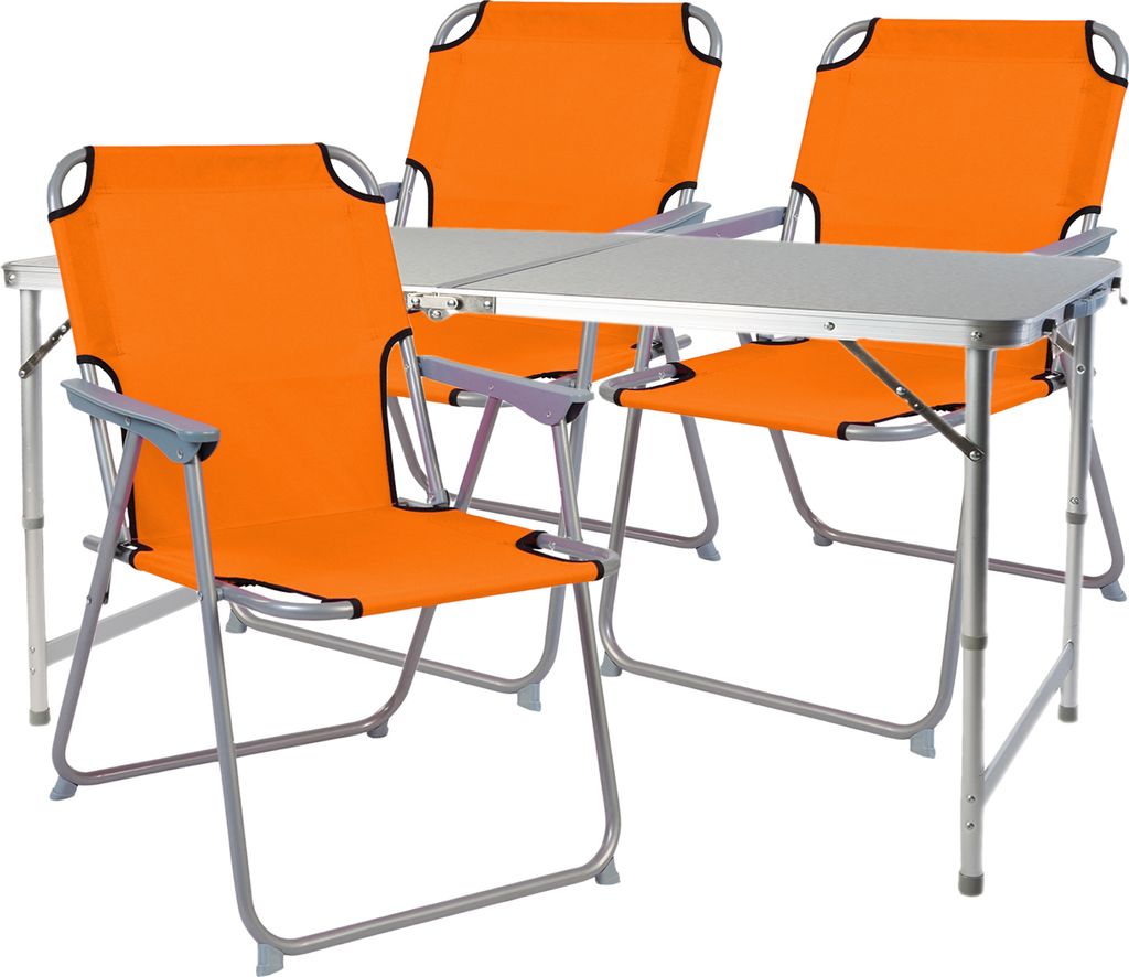 4-teiliges Campingmöbel Set Alu 120x60x58/70cm Orange