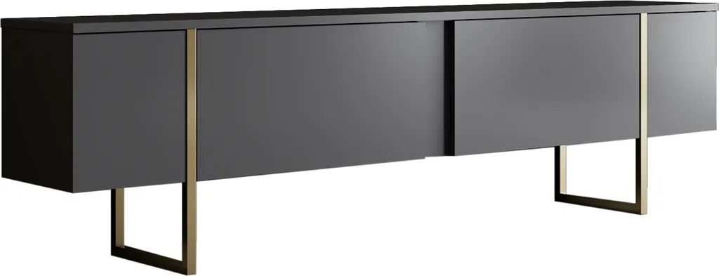 Banc TV Anthracite et Or 180x50x30 cm Luxe - Support Écran Large Design