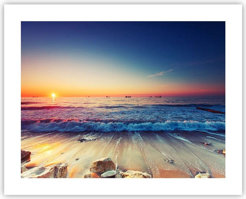 Poster - Poster ohne Rahmen - Meer Strand Welle - 50x40 cm - Wand Bild - Wanddeko - Wandbilder - Kunstposter - Wandposter - Bilder - Kunstdruck - W...