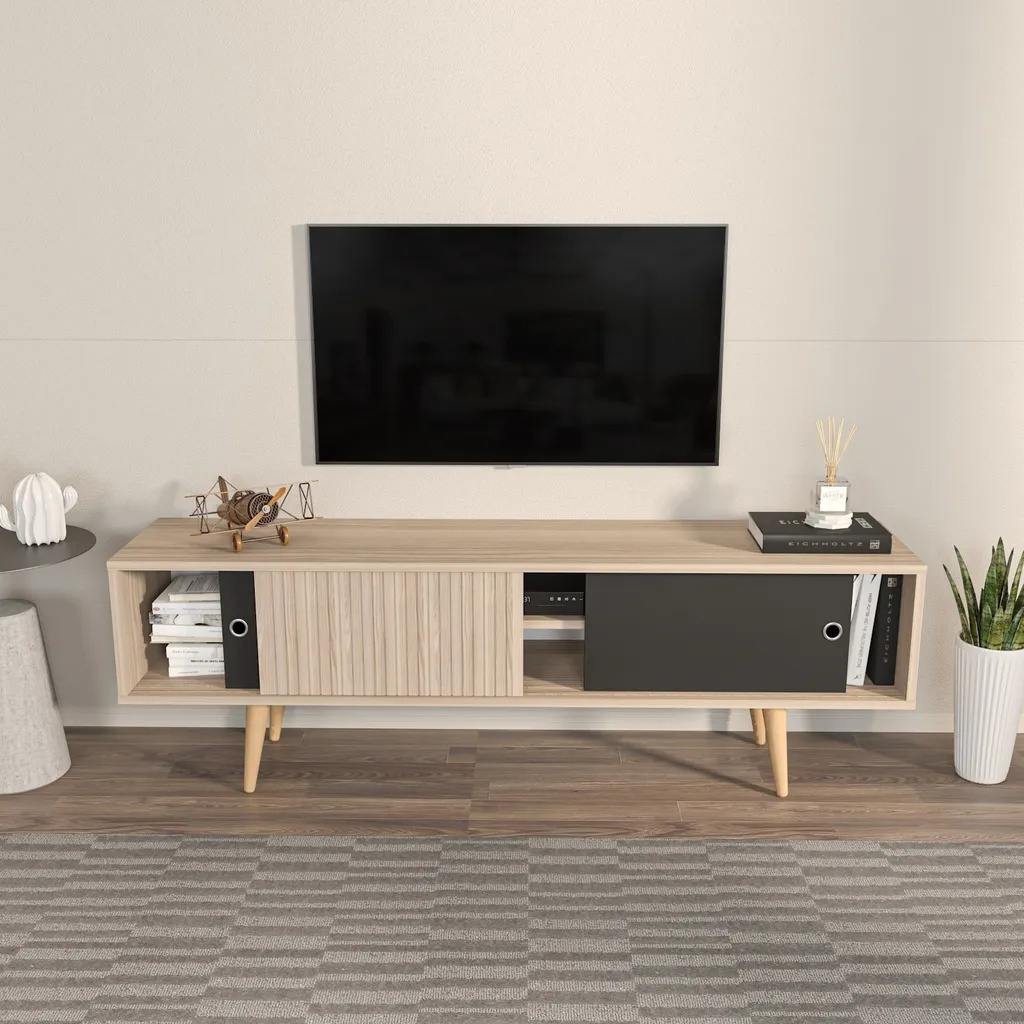 Meuble TV Large 160 cm Ecrin - Solution Gain de Place et Design Moderne - 3