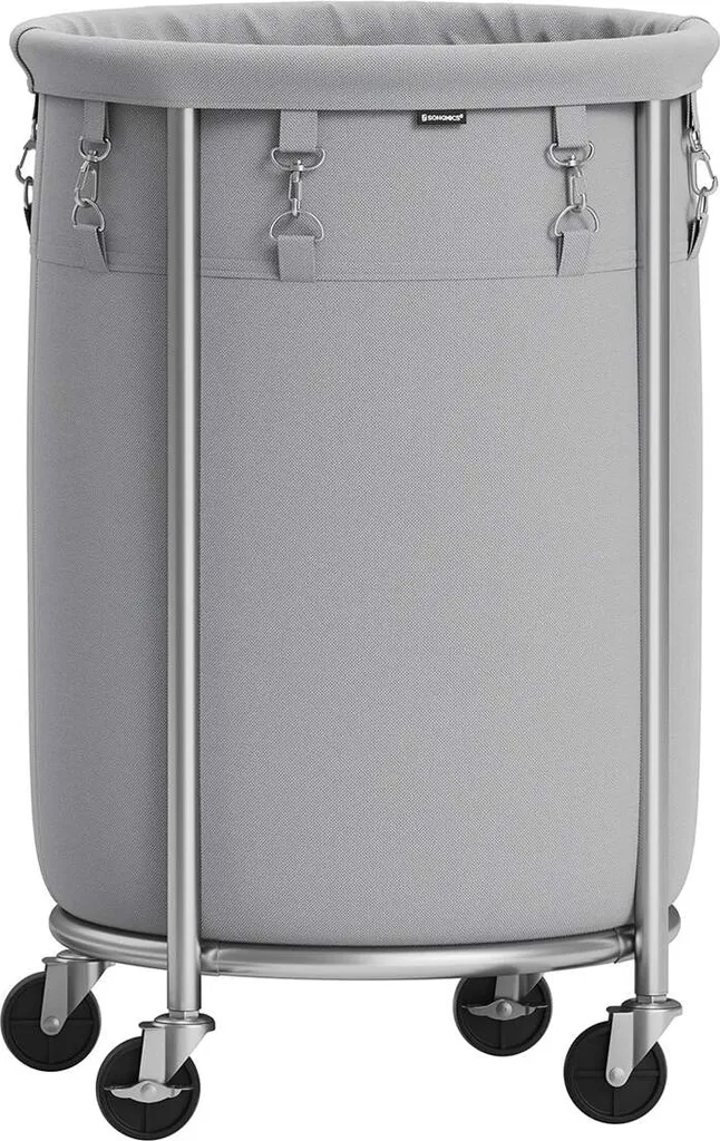 Panier à linge robuste 15 kg en polyester 600D et acier Rootz Gris