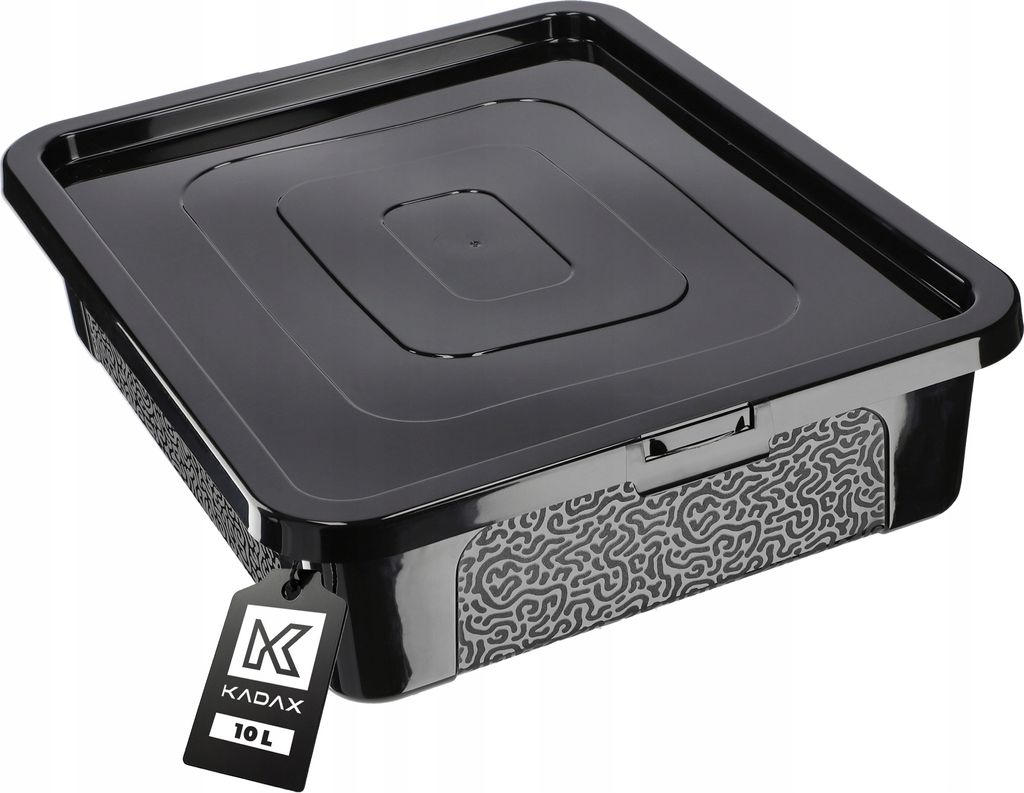 Plastikowy pojemnik KADAX 10 l z pokrywą, czarny zamykany Zdjęcie produktu 