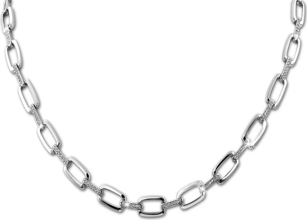 Collier en argent pour femme avec pendentif blanc brillant de 46cm